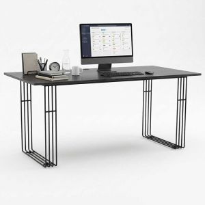 Bàn làm việc 160x80cm gỗ cao su chân sắt sơn tĩnh điện BD68206