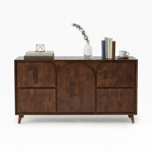Tủ gỗ phòng khách 135x45x89cm gỗ cao su KTT68124