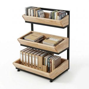 Kệ trang trí 3 tầng 50x35x66cm gỗ cao su khung sắt KTT68125