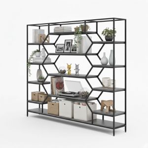 Kệ trang trí khung sắt 196x30x155cm gỗ cao su KTB68062