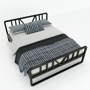 GN68020 - Giường ngủ DEMON 160x200cm gỗ cao su khung sắt lắp ráp