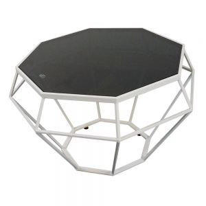 Bàn Sofa Dimond khung trắng kính đen TT68050