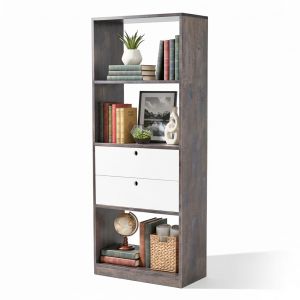 Kệ sách FIKA II 2 ngăn kéo 60x32x150cm gỗ cao su KS68050