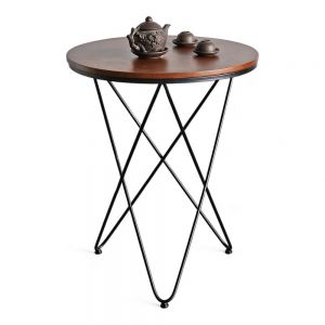 Bàn cafe tròn 60cm gỗ cao su chân hairpin CFD68042