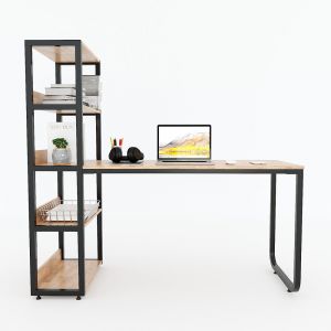Bàn học UBAN kết hợp kệ sách 150x60x140cm gỗ cao su FD68029