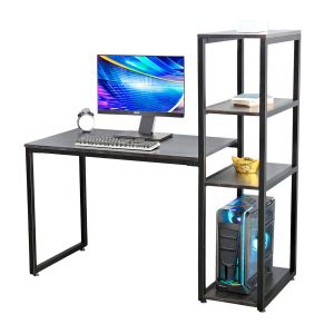 Bàn máy tính UBAN liền kệ sách 134x60x132cm gỗ cao su FD68038