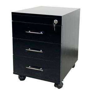 TCN68018 - Tủ hồ sơ cá nhân màu đen gỗ cao su 3 ngăn kéo - 50x40x50 (cm)
