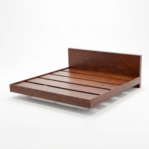 Giường ngủ gỗ cao su khung sắt lắp ráp *không bao gồm nệm*