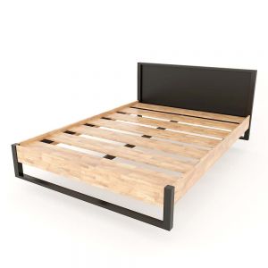 Giường ngủ gỗ cao su khung sắt lắp ráp