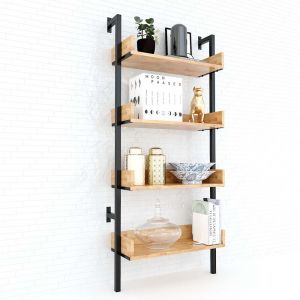Kệ áp tường 4 tầng gỗ cao su khung sắt KTT6819