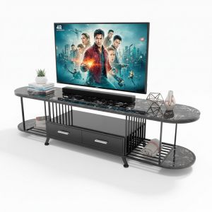 Kệ Tivi 2 tầng có hộc kéo mặt đá đen 180x40x45cm KTV68062