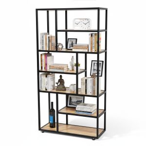 Kệ trang trí gỗ cao su khung sắt 75x32x150(cm)