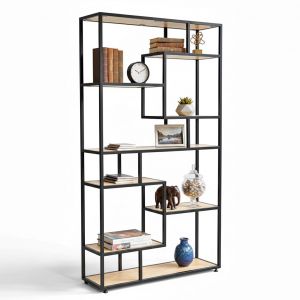 Kệ trang trí khung sắt 100x30x180cm gỗ cao su KTB68071