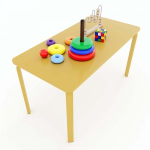 Bàn mầm non chữ nhật gỗ cao su 100x50x40cm KGD005