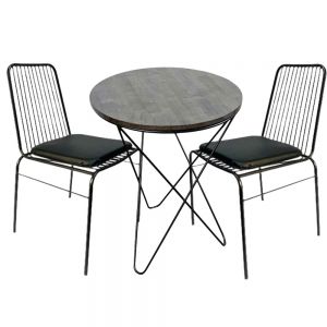 Combo bàn cafe tròn 60 cm và 2 ghế tựa lưng chân thép CBCF051