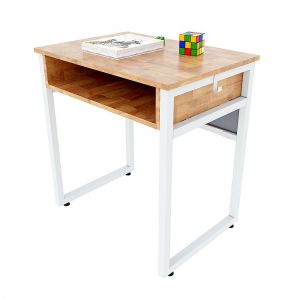 Bàn học đơn có hộc NEMO 02 gỗ cao su chân sắt lắp ráp PSD017