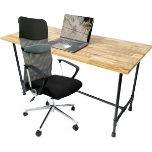 Combo Bàn 140x60cm Gỗ Tràm Chân Ống Nước Và Ghế Làm Việc Cao Cấp CB68114