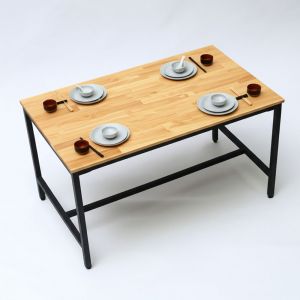 Bàn ăn 120x70cm gỗ cao su chân sắt sơn tĩnh điện BA68040