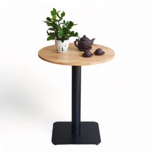 Bàn cafe tròn 60cm gỗ cao su chân sắt đế vuông CFD68077