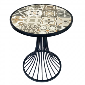Bàn cafe tròn mặt bàn gạch men chân sơn tĩnh điện CFD68087