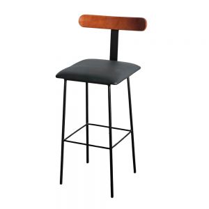 Ghế bar lưng tựa gỗ chân sắt sơn tĩnh điện GBAK008
