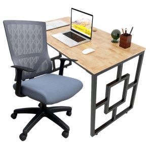 Combo Bàn Làm Việc Siba 120x60cm Và Ghế Chân Xoay Nệm Xanh CB68124