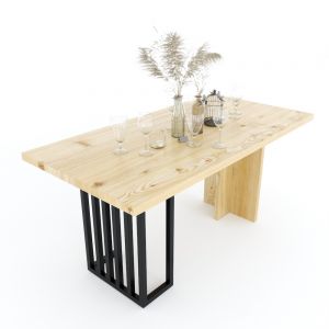 Bàn ăn chữ nhật Phelim gỗ thông chân sắt  BA68064