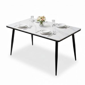 Bàn ăn 1m4 mặt đá chân sắt côn BA68056