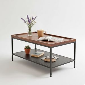 Bàn sofa 2 tầng 100x60x47cm khung sắt gỗ tràm TT68148