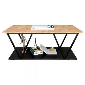 Bàn sofa 2 tầng 120x60x47cm gỗ cao su khung sắt TT68153