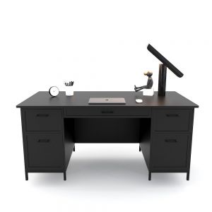 Bàn giám đốc 160x80cm chân bàn kết hợp tủ gỗ cao su BGD68052