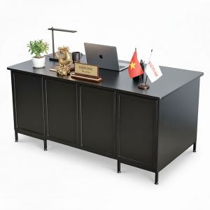 Bàn giám đốc 160x80cm chân bàn kết hợp tủ gỗ cao su BGD68052