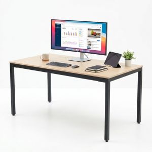 Bàn làm việc 160x80cm gỗ Plywood màu bê tông chân sắt Uconcept HBUC044