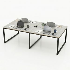 Bàn cụm 4 người 120x240cm gỗ Plywood màu bê tông hệ RECTANG HBRT055