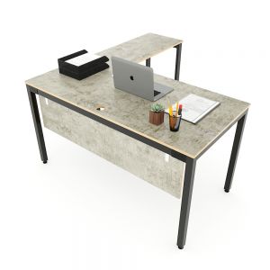 Bàn chữ L mặt bàn chính 140cm gỗ Plywood màu bê tông hệ Uconcept HBUC049