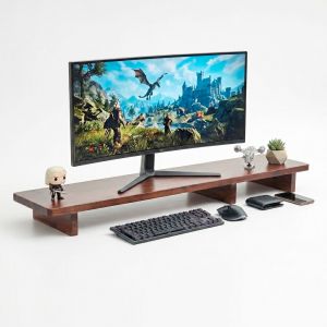 Kệ để màn hình gỗ tràm màu tự nhiên MS68010