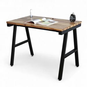 Bàn làm việc gỗ Tràm dày 25mm màu cánh gián chân sắt Aconcept HBWD046