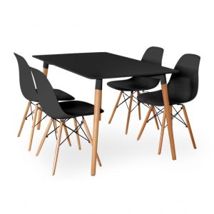 Bộ bàn ăn 4 ghế ngồi màu đen CBPA005