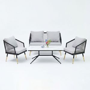 Combo bàn ghế sofa nệm vải xám CBSF68009