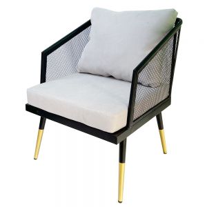 Ghế sofa đơn nệm vải xám khung sắt đen GSD68042