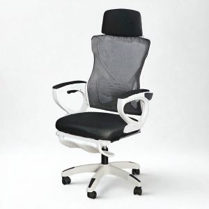 Ghế văn phòng ngả lưng có tựa đầu khung trắng GAK908T