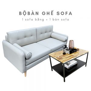 Bộ bàn sofa 2 tầng và ghế sofa băng 1m8 bọc simili CBSF68014