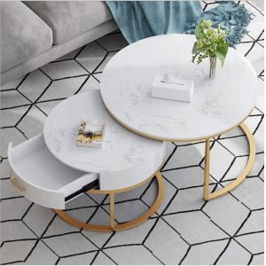 Bàn sofa 2 tầng mặt đá có hộc tủ gỗ TT68194