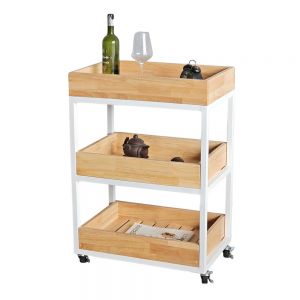 Kệ bếp di động Kitchenshelf 3 tầng 40x60x80cm gỗ cao su KB68001