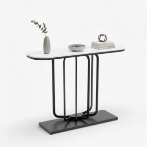 Bàn trang trí URI mặt đá chân sắt CST035