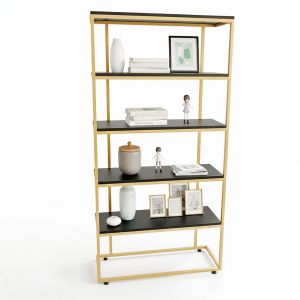 Kệ trang trí 5 tầng khung sắt gỗ cao su KS68131