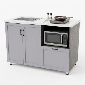 Tủ bếp dưới 1m2 gỗ cao su cửa chạy viền TBD68009