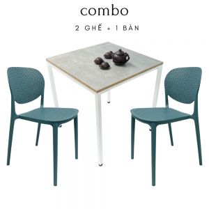 Bộ bàn ăn 70cm và 2 ghế nhựa nhiều màu CBBA065