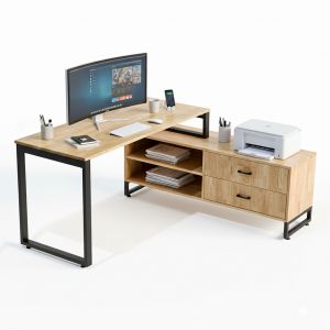 Bàn giám đốc chân bàn gác tủ gỗ cao su chân sắt BGD68063