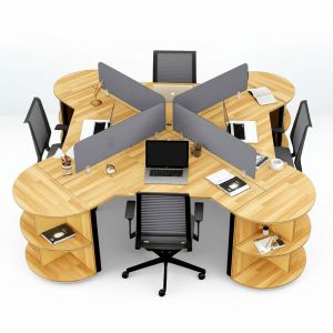 Bàn cụm 4 hoa mai kết hợp tủ đầu bàn BCVP003